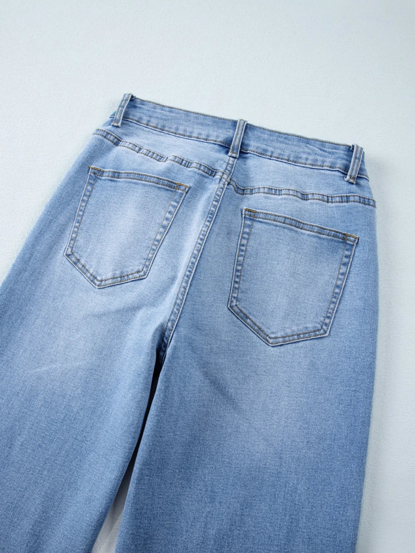 High Waist Wide Leg Washed Jeans - Kharites