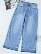 High Waist Wide Leg Washed Jeans - Kharites