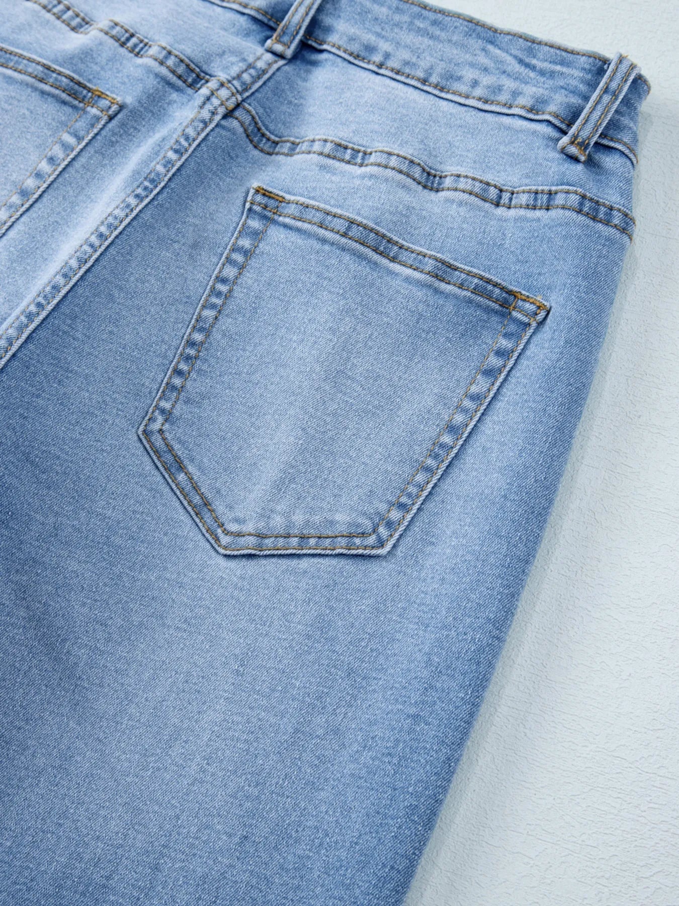 High Waist Wide Leg Washed Jeans - Kharites