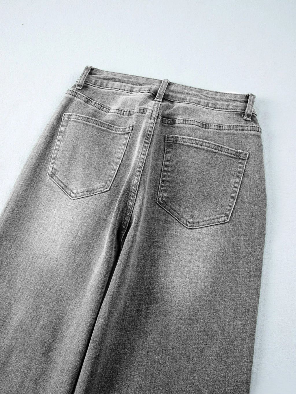 High Waist Wide Leg Washed Jeans - Kharites