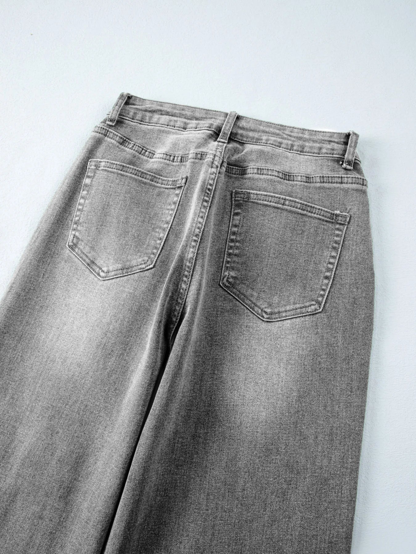 High Waist Wide Leg Washed Jeans - Kharites