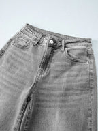 High Waist Wide Leg Washed Jeans - Kharites