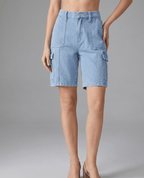 High Waisted Denim Shorts Women Washed Casual Summer Shorts Pockets — Kharites Shop - Kharites