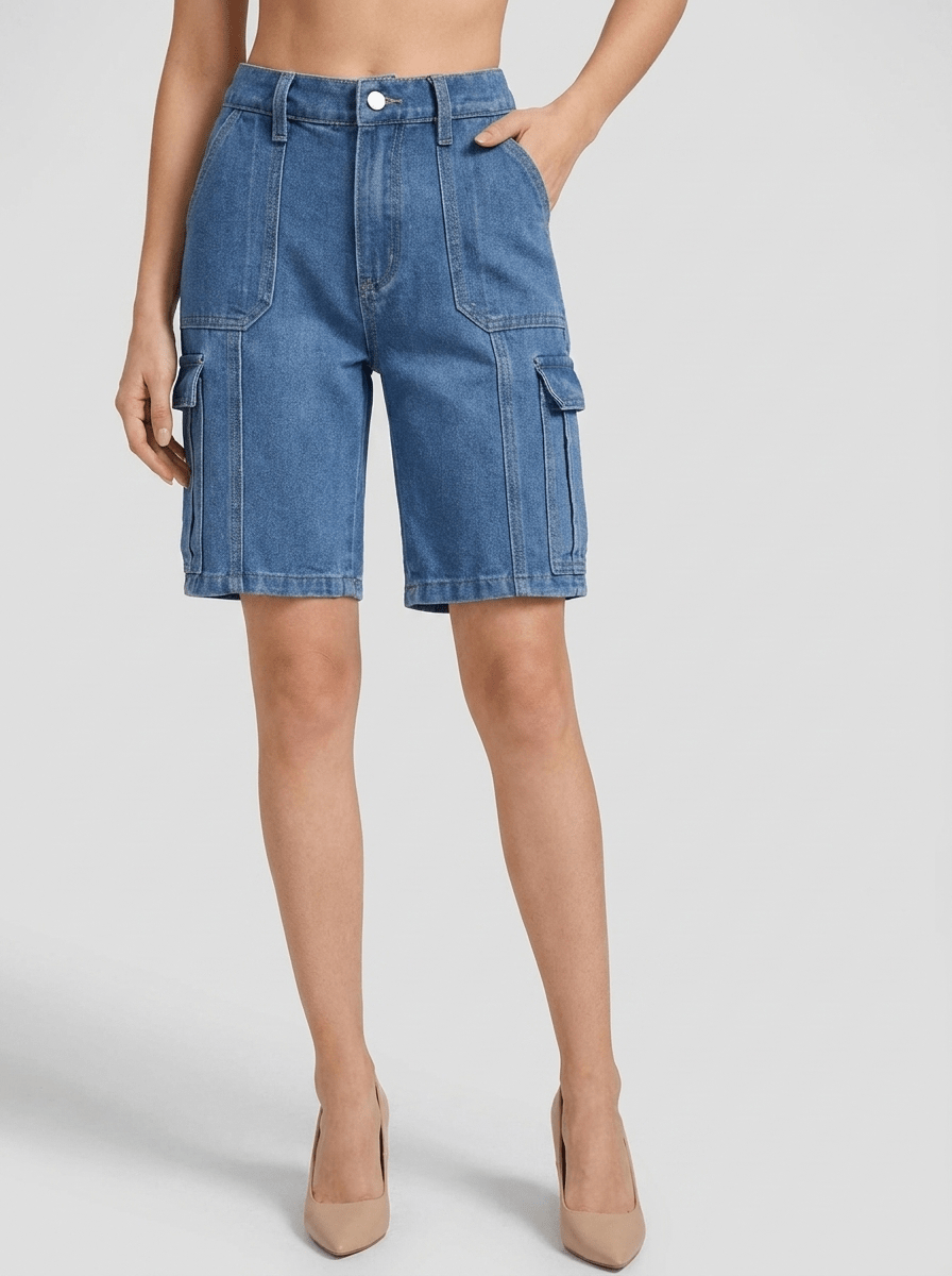 High Waisted Denim Shorts Women Washed Casual Summer Shorts Pockets — Kharites Shop - Kharites