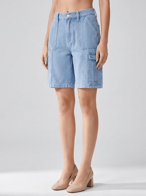 High Waisted Denim Shorts Women Washed Casual Summer Shorts Pockets — Kharites Shop - Kharites