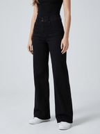 High Waisted Flare Jeans Women Wide Flared Bootcut Denim Trousers — Kharites Shop - Kharites