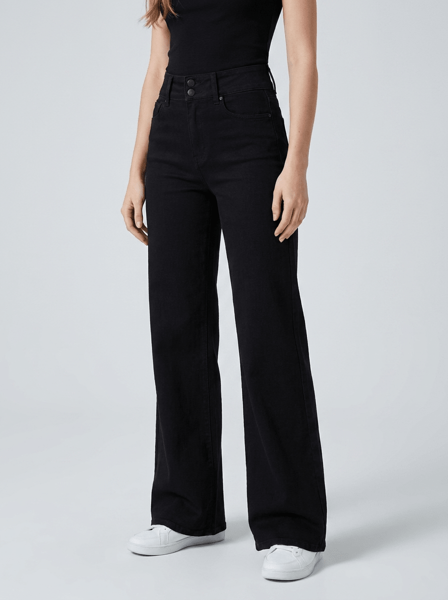 High Waisted Flare Jeans Women Wide Flared Bootcut Denim Trousers — Kharites Shop - Kharites