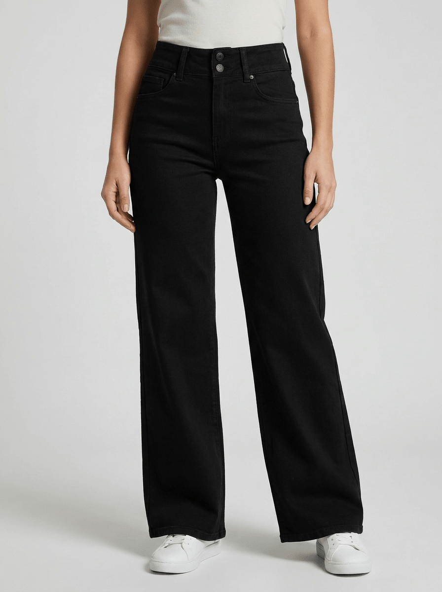 High Waisted Flare Jeans Women Wide Flared Bootcut Denim Trousers — Kharites Shop - Kharites