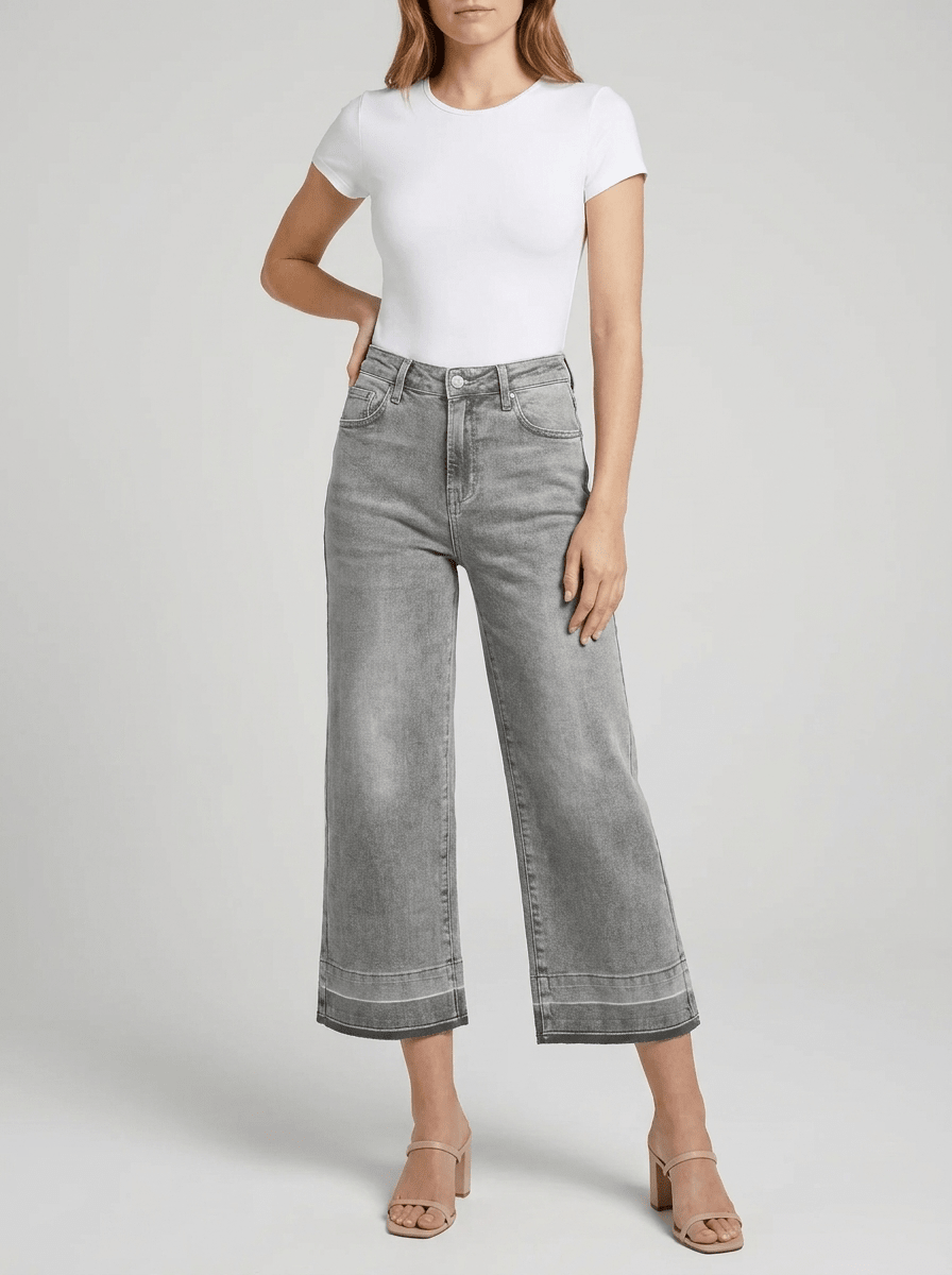 High Waisted Wide Leg Jeans Women Washed Denim Baggy Trousers — Kharites Shop - Kharites