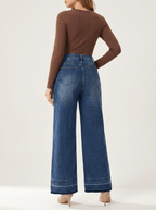 High Waisted Wide Leg Jeans Women Washed Denim Baggy Trousers — Kharites Shop - Kharites