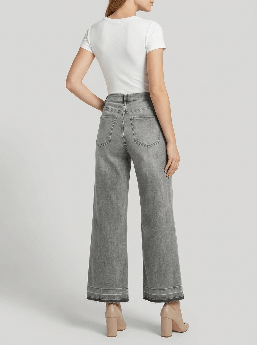High Waisted Wide Leg Jeans Women Washed Denim Baggy Trousers — Kharites Shop - Kharites