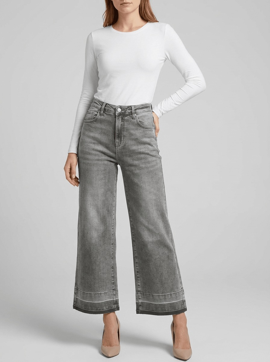 High Waisted Wide Leg Jeans Women Washed Denim Baggy Trousers — Kharites Shop - Kharites