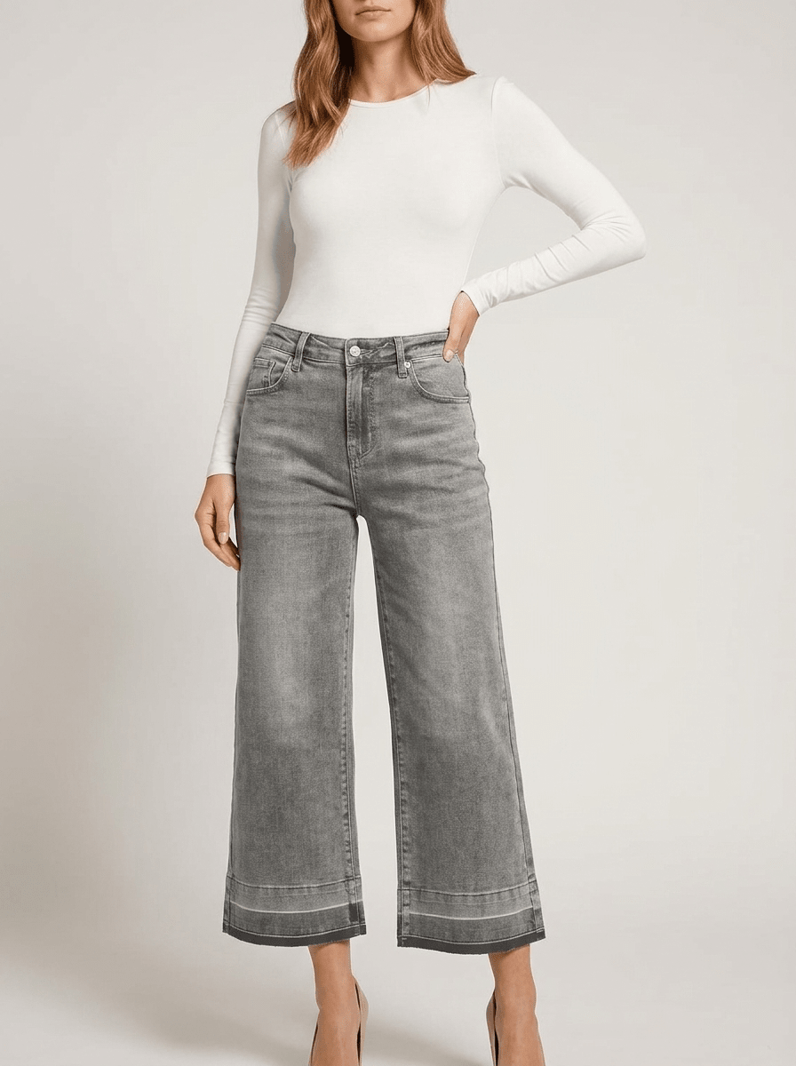 High Waisted Wide Leg Jeans Women Washed Denim Baggy Trousers — Kharites Shop - Kharites