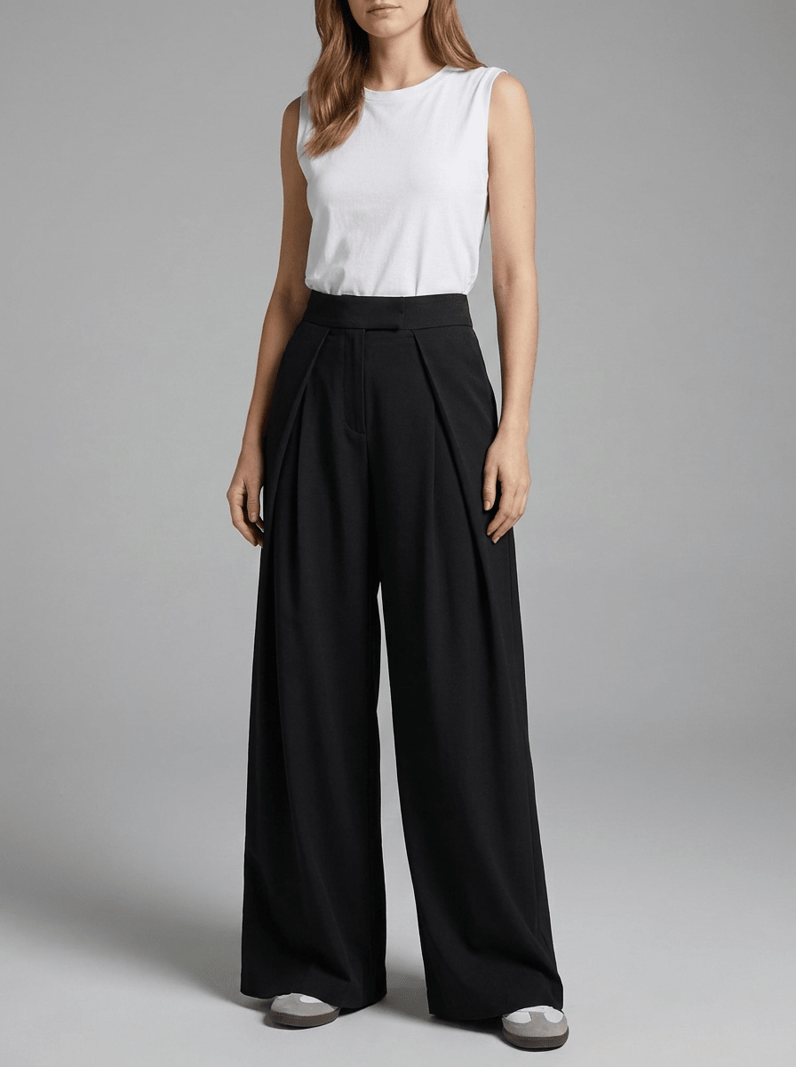 High Waisted Wide Leg Pants Women Trousers With Pockets Work Casual — Kharites Shop - Kharites