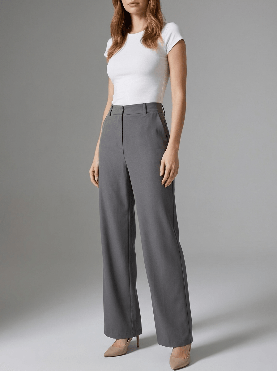 High Waisted Wide Leg Pants Women Trousers With Pockets Work — Kharites Shop - Kharites
