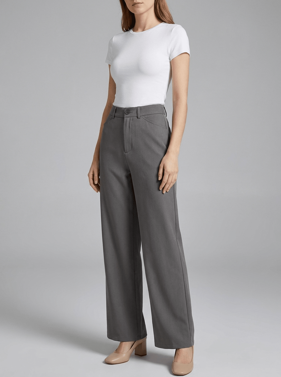 High Waisted Wide Leg Pants Women Trousers With Pockets Work — Kharites Shop - Kharites
