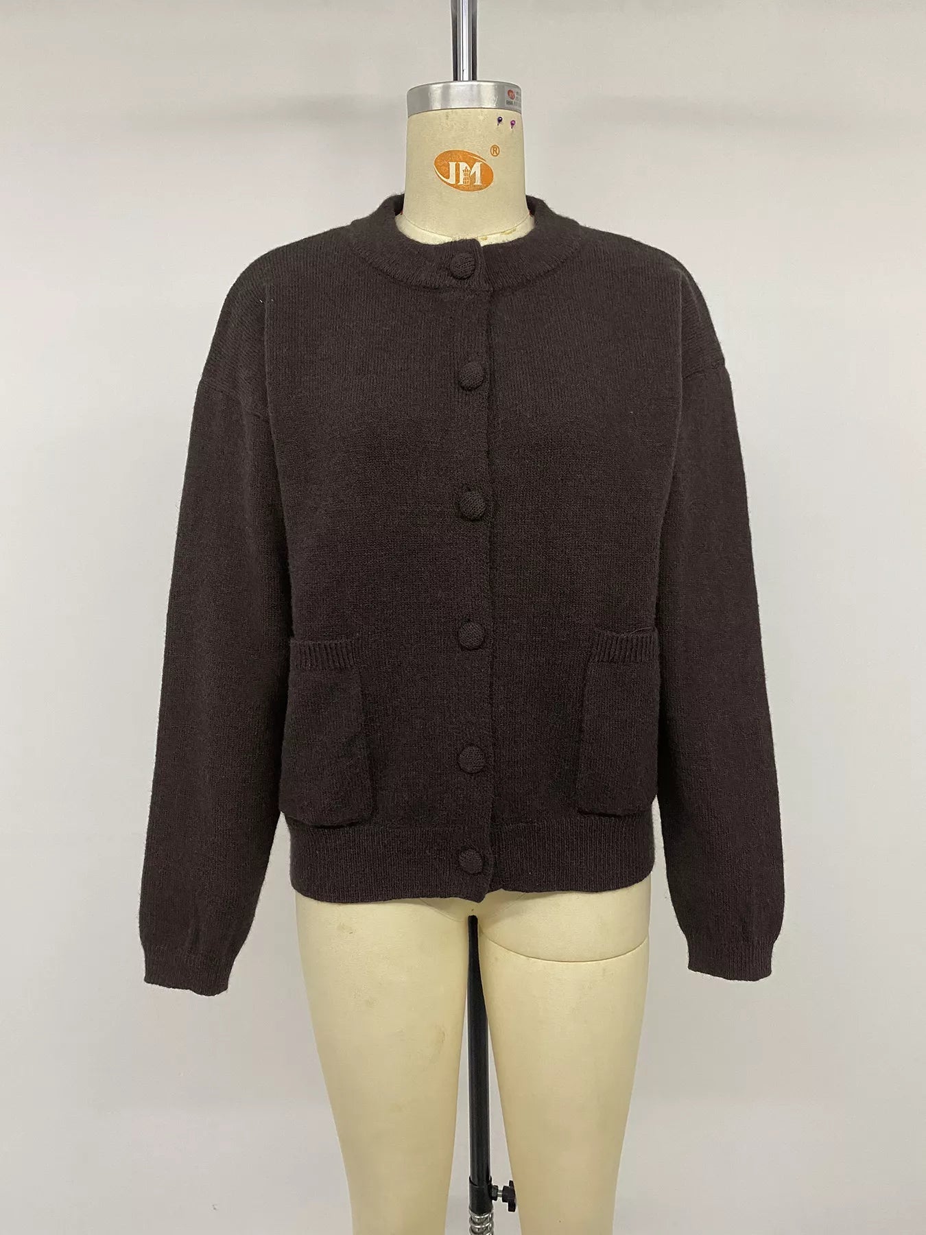 Knit Cardigan Women Crew Neck Button Up Ribbed Sweater With Pockets — Kharites Shop - Kharites