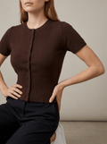 Knit Cardigan Women Short Sleeve Button Up Ribbed Sweater Top — Kharites Shop - Kharites