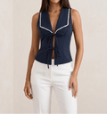 Lace Trim Tie Front Vest Top Women Sleeveless Cami — Kharites Shop - Kharites
