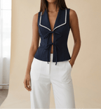 Lace Trim Tie Front Vest Top Women Sleeveless Cami — Kharites Shop - Kharites