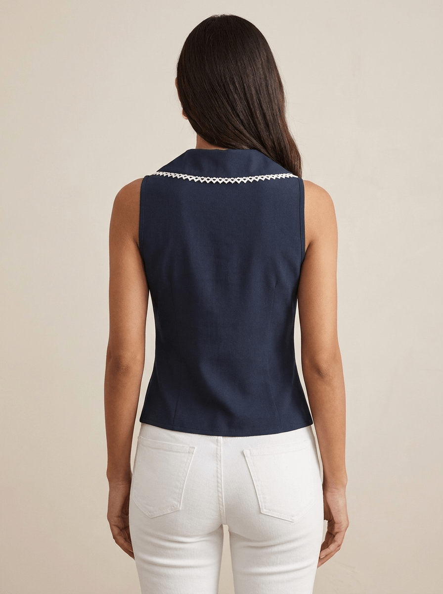 Lace Trim Tie Front Vest Top Women Sleeveless Cami — Kharites Shop - Kharites
