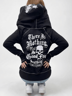 Leopard Lined Zip Up Hoodie Women Gothic Cross Graphic Warm Jacket — Kharites Shop - Kharites