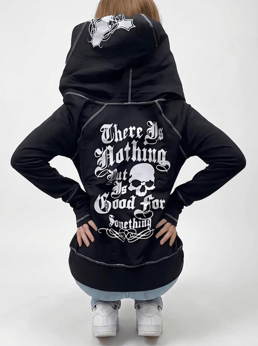 Leopard Lined Zip Up Hoodie Women Gothic Cross Graphic Warm Jacket — Kharites Shop - Kharites