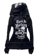 Leopard Lined Zip Up Hoodie Women Gothic Cross Graphic Warm Jacket — Kharites Shop - Kharites