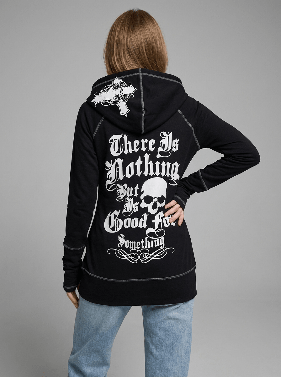 Leopard Lined Zip Up Hoodie Women Gothic Cross Graphic Warm Jacket — Kharites Shop - Kharites