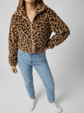 Leopard Print Jacket Women Fuzzy Cropped Zip Up Faux Fur Coat — Kharites Shop - Kharites