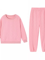 Matching Set Women Textured Top & Pants Two Piece Lounge Co Ord — Kharites Shop - Kharites