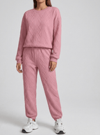 Matching Set Women Textured Top & Pants Two Piece Lounge Co Ord — Kharites Shop - Kharites