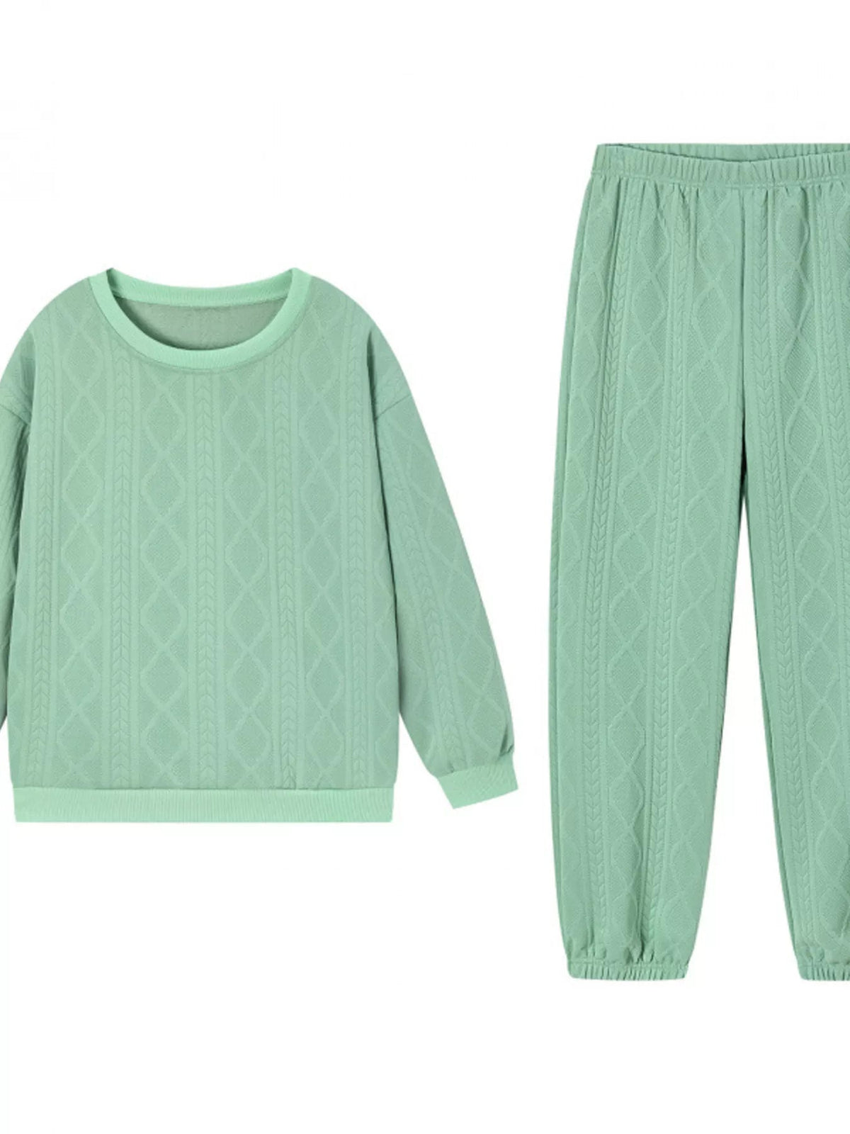 Matching Set Women Textured Top & Pants Two Piece Lounge Co Ord — Kharites Shop - Kharites