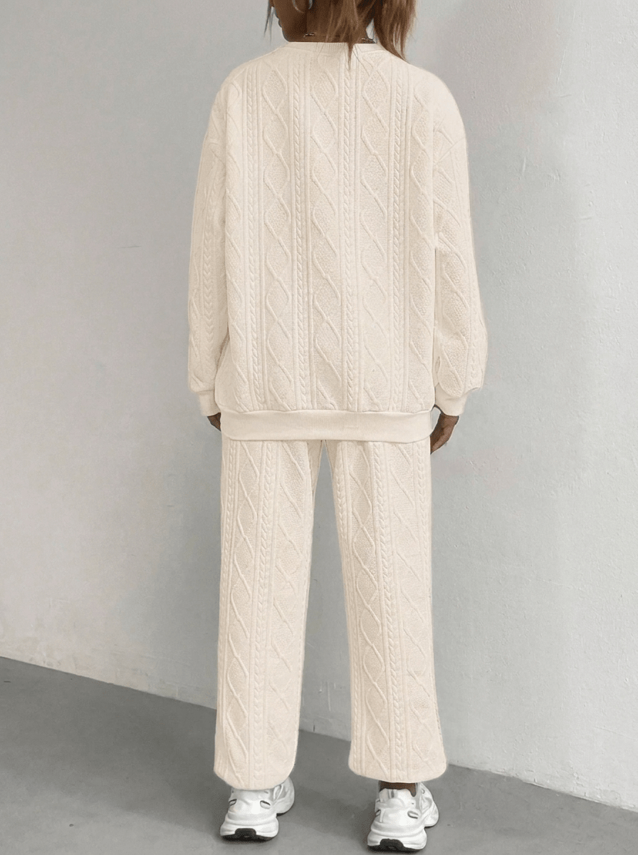 Matching Set Women Textured Top & Pants Two Piece Lounge Co Ord — Kharites Shop - Kharites