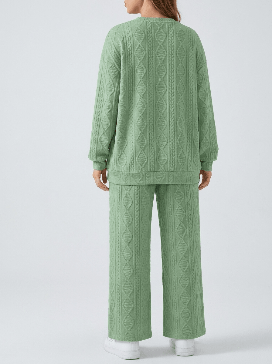 Matching Set Women Textured Top & Pants Two Piece Lounge Co Ord — Kharites Shop - Kharites