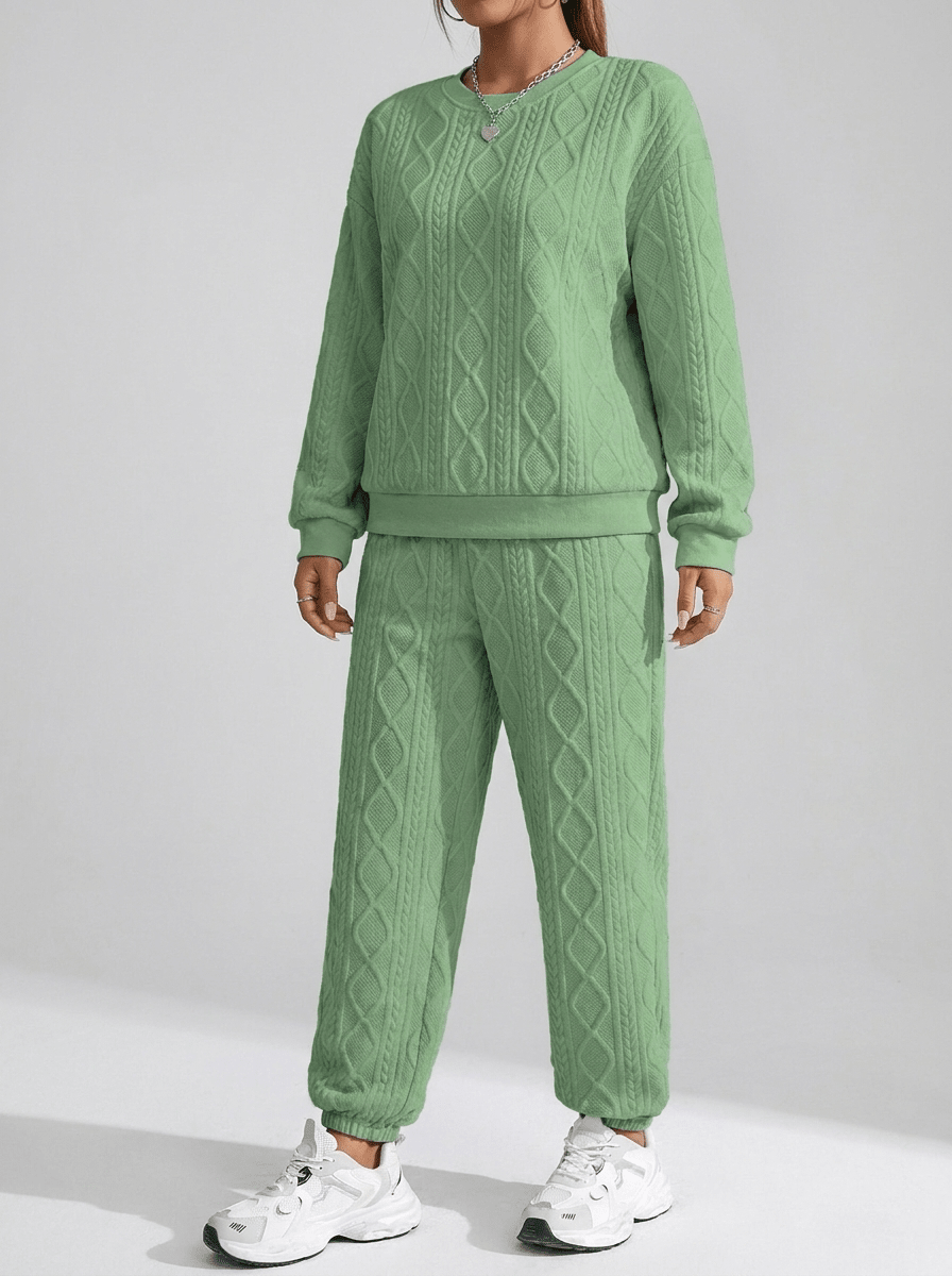 Matching Set Women Textured Top & Pants Two Piece Lounge Co Ord — Kharites Shop - Kharites