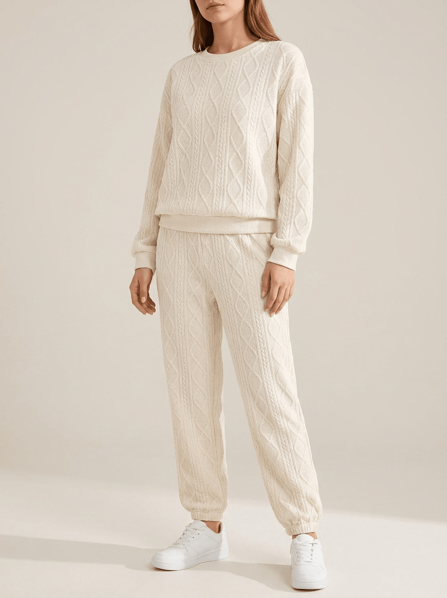 Matching Set Women Textured Top & Pants Two Piece Lounge Co Ord — Kharites Shop - Kharites