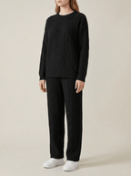 Matching Set Women Textured Top & Pants Two Piece Lounge Co Ord — Kharites Shop - Kharites