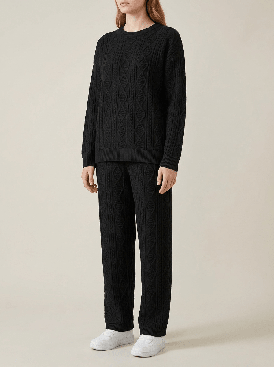 Matching Set Women Textured Top & Pants Two Piece Lounge Co Ord — Kharites Shop - Kharites