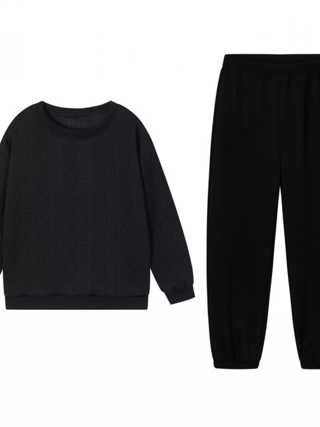 Matching Set Women Textured Top & Pants Two Piece Lounge Co Ord — Kharites Shop - Kharites