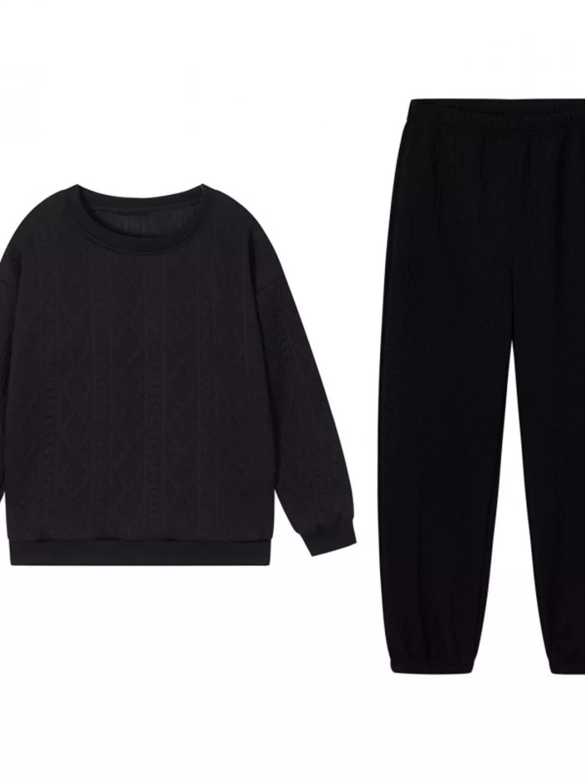 Matching Set Women Textured Top & Pants Two Piece Lounge Co Ord — Kharites Shop - Kharites