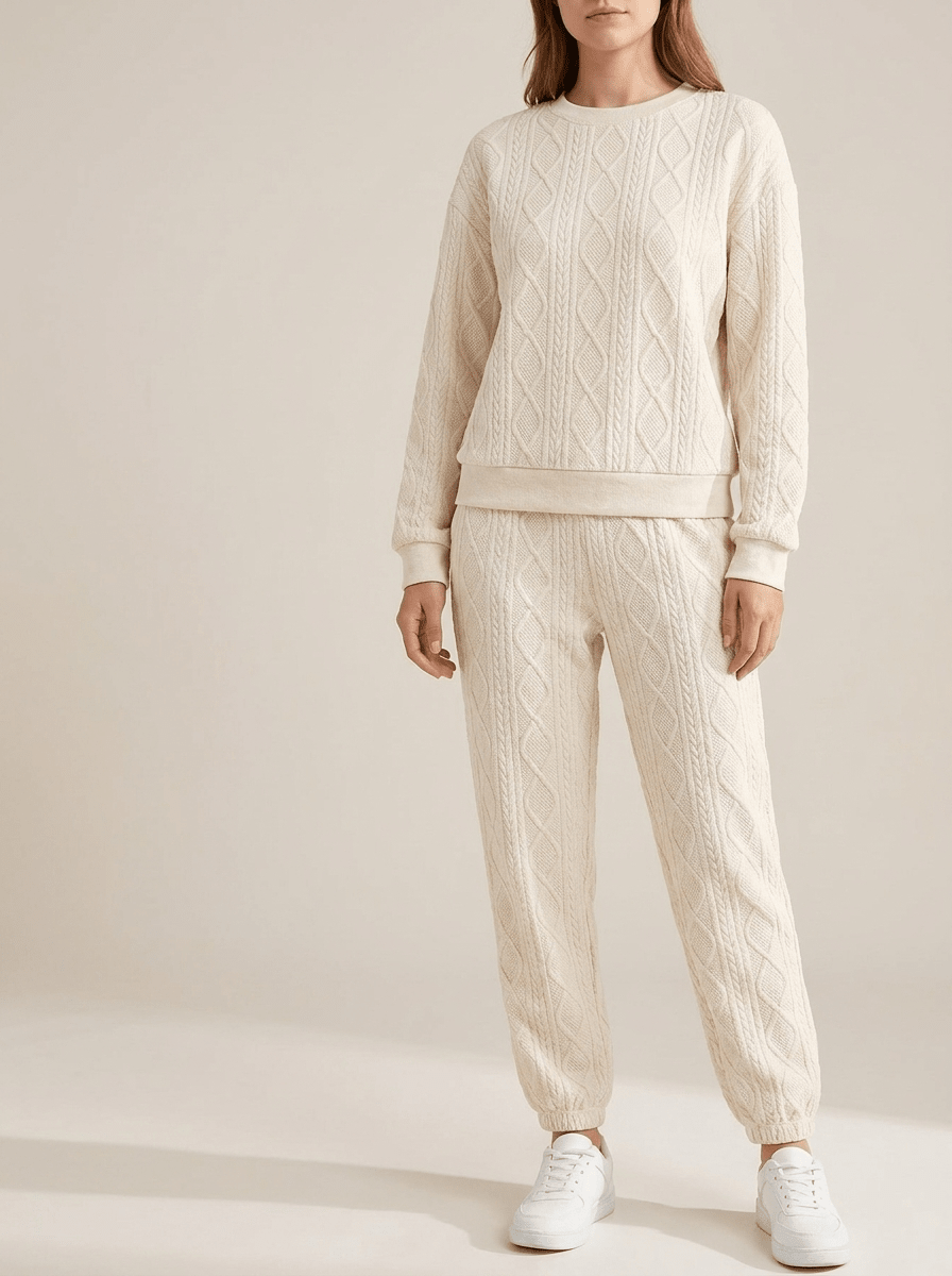 Matching Set Women Textured Top & Pants Two Piece Lounge Co Ord — Kharites Shop - Kharites