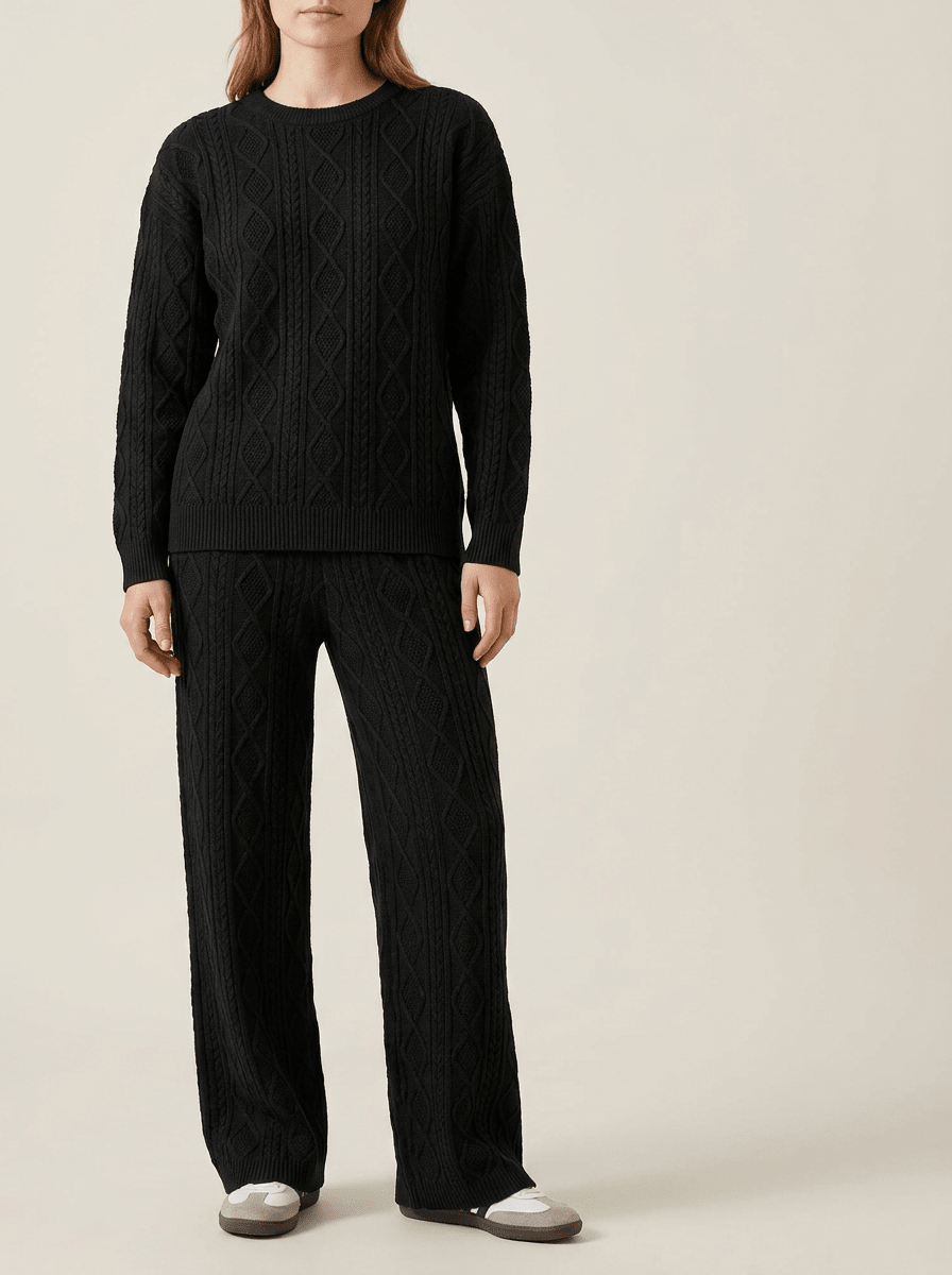Matching Set Women Textured Top & Pants Two Piece Lounge Co Ord — Kharites Shop - Kharites