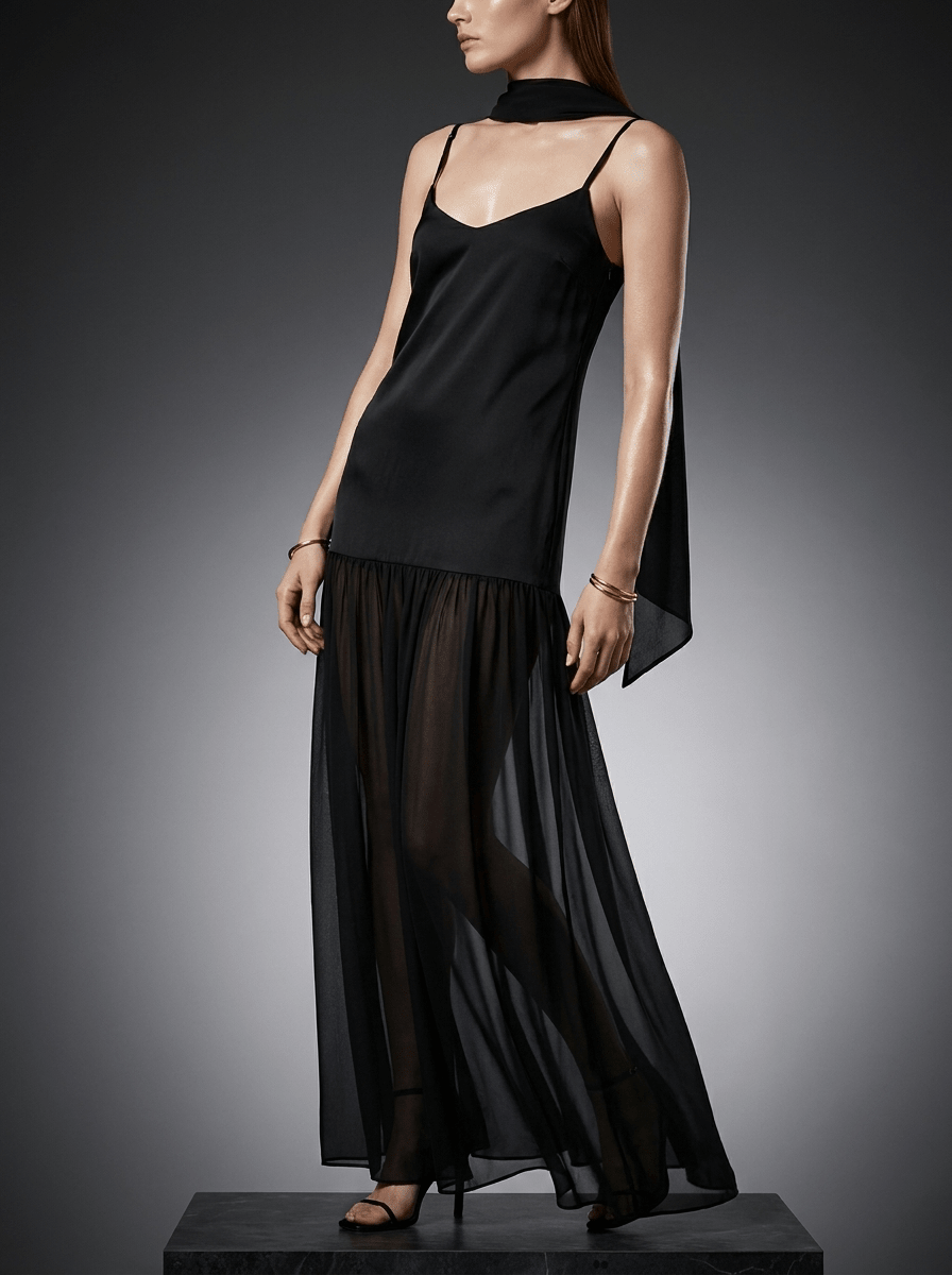 Maxi Cami Dress Women Adjustable Strap Sleeveless Summer Dress With Scarf — Kharites Shop - Kharites