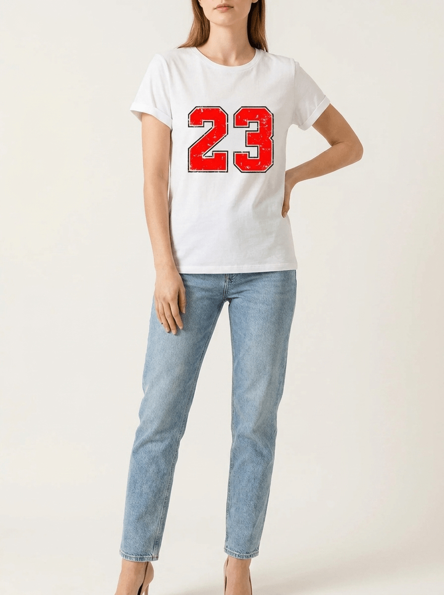 Number 23 Graphic T Shirt Women Round Neck Short Sleeve Casual Tee — Kharites Shop - Kharites