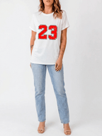 Number 23 Graphic T Shirt Women Round Neck Short Sleeve Casual Tee — Kharites Shop - Kharites