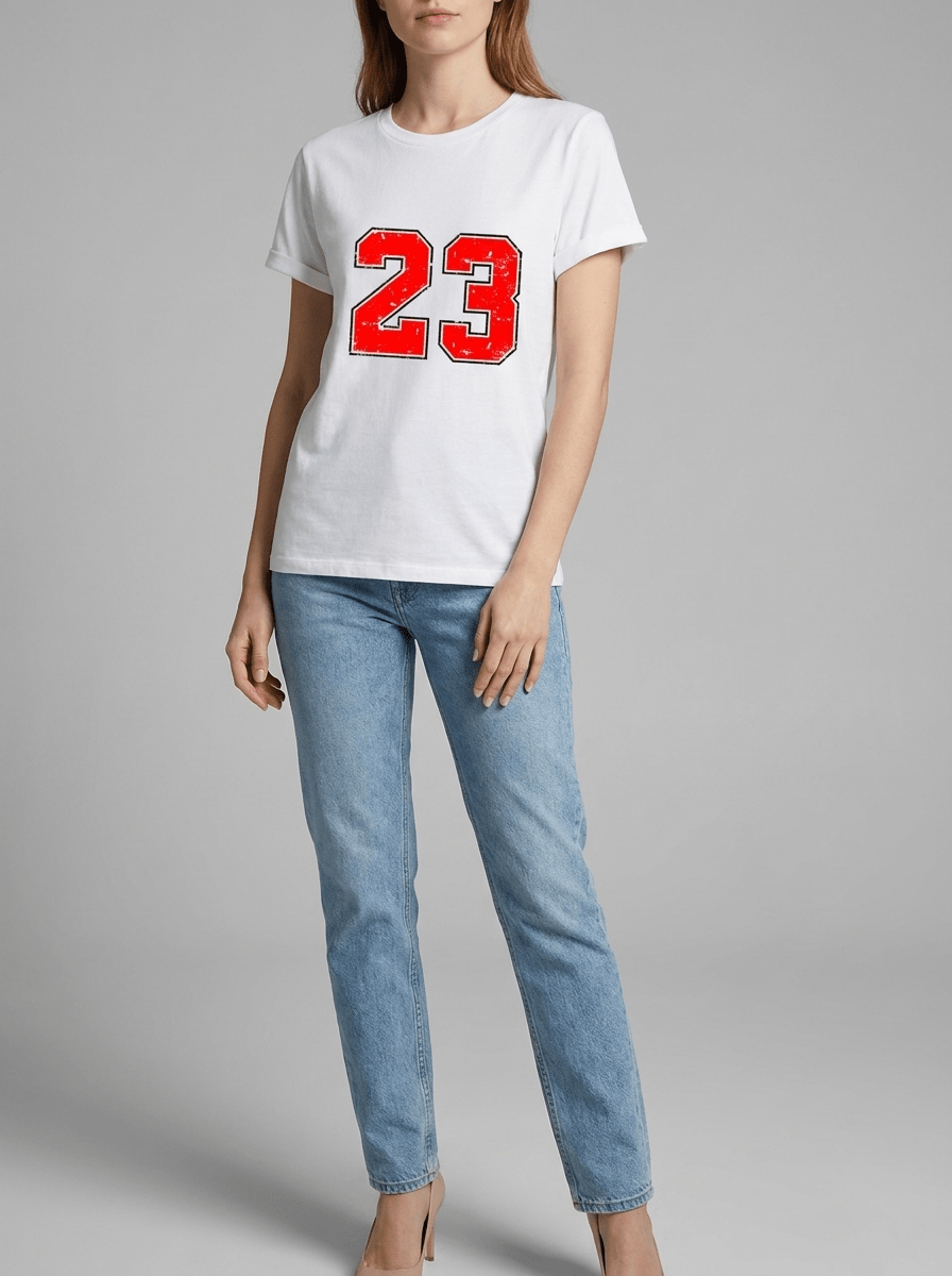 Number 23 Graphic T Shirt Women Round Neck Short Sleeve Casual Tee — Kharites Shop - Kharites