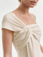 One-Shoulder Knot Detail T-Shirt - Kharites