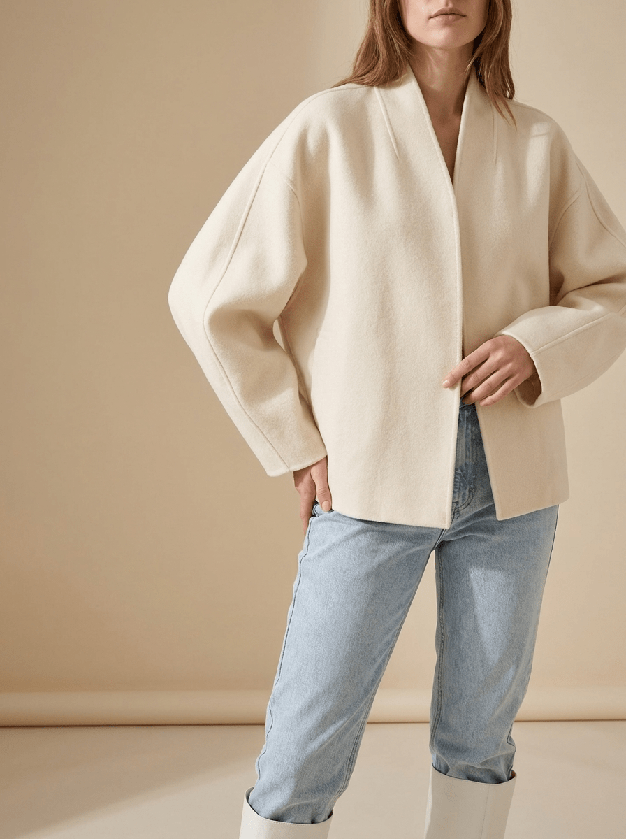 Open Front Jacket Women Dropped Shoulder Lined Longline Coat Layer — Kharites Shop - Kharites