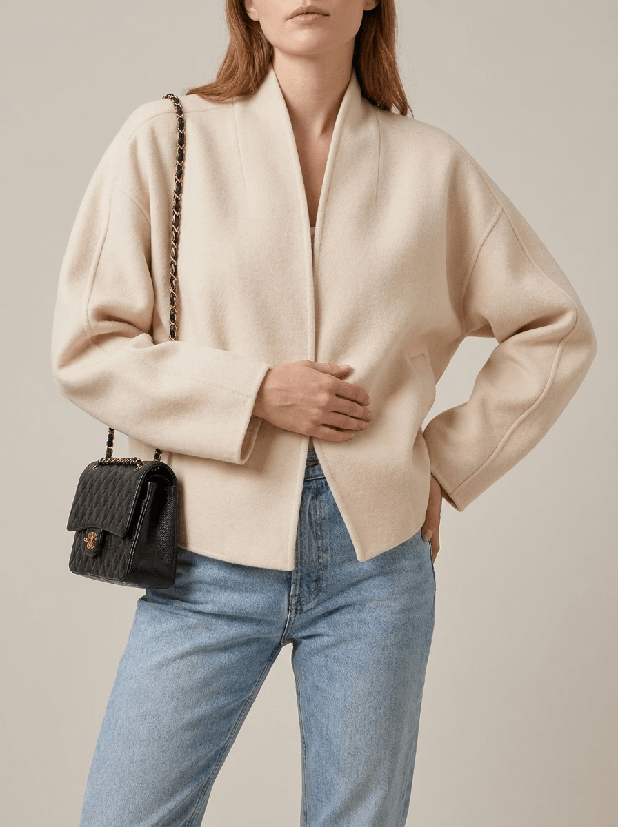 Open Front Jacket Women Dropped Shoulder Lined Longline Coat Layer — Kharites Shop - Kharites
